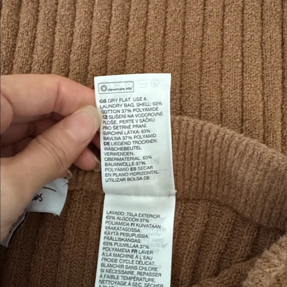 & Other Stories Ribbed Midi Skirt in Camel Brown - Picture 3 of 5